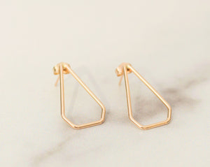 Geometric Emerald Post Earrings