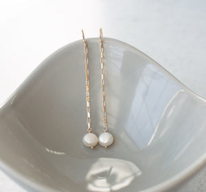 MORGAN Drop Pearl Earrings - White