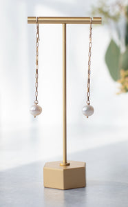 MORGAN Drop Pearl Earrings - White