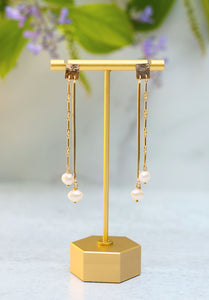 NIKKI Bar Drop Pearl Earrings