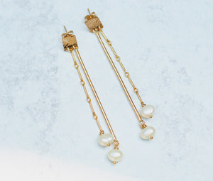 NIKKI Bar Drop Pearl Earrings