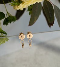 Load image into Gallery viewer, White Topaz Disc Dangle Earrings