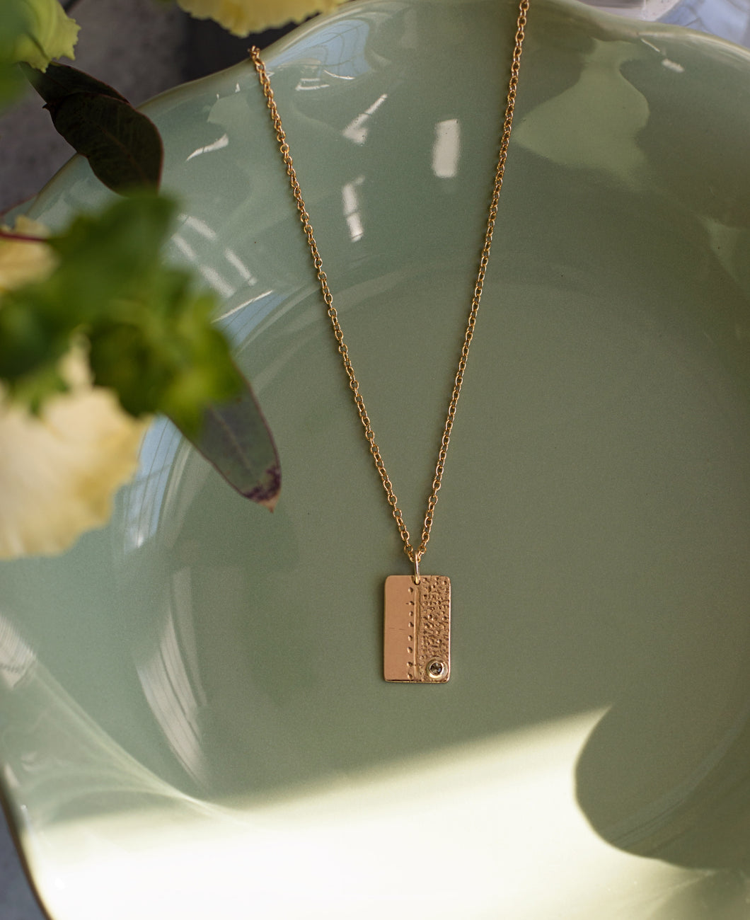 Textured Rectangle Pendant Necklace