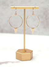 Load image into Gallery viewer, Petite Gold Hammered Fringe Hoop Earrings