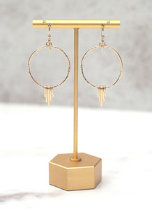 Petite Gold Hammered Fringe Hoop Earrings