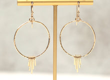 Load image into Gallery viewer, Petite Gold Hammered Fringe Hoop Earrings