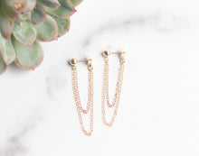 Load image into Gallery viewer, Gold and Rose Gold Dangle Chain Earrings