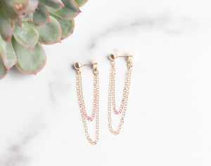 Gold and Rose Gold Dangle Chain Earrings