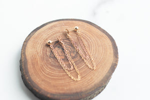 Gold and Rose Gold Dangle Chain Earrings