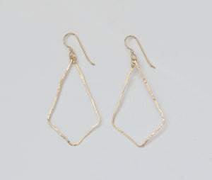 Gold Hammered Teardrop Earrings With Sterling Silver or Rose Gold Hoop Options