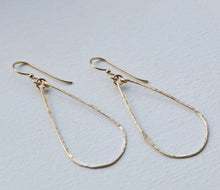 Load image into Gallery viewer, Gold Hammered Hoop Teardrop Earrings