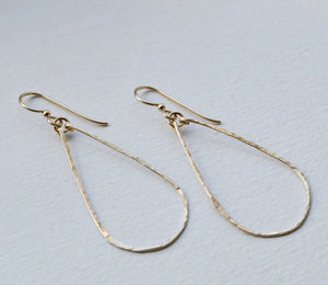 Gold Hammered Hoop Teardrop Earrings