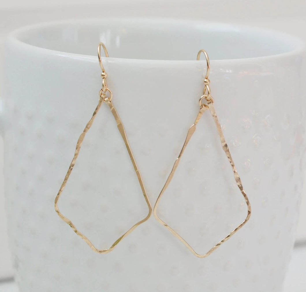 Gold Hammered Teardrop Earrings With Sterling Silver or Rose Gold Hoop Options