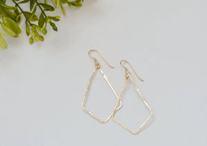 Gold Hammered Teardrop Earrings With Sterling Silver or Rose Gold Hoop Options