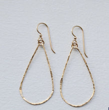 Load image into Gallery viewer, Gold Hammered Hoop Teardrop Earrings