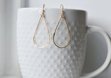 Load image into Gallery viewer, Gold Hammered Hoop Teardrop Earrings