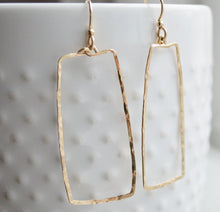 Load image into Gallery viewer, Rectangular Dangle Hammered Earrings With Gold, Rose Gold, or Sterling Silver Option