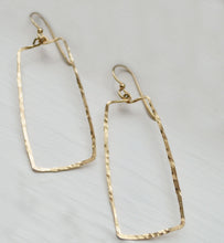 Load image into Gallery viewer, Rectangular Dangle Hammered Earrings With Gold, Rose Gold, or Sterling Silver Option