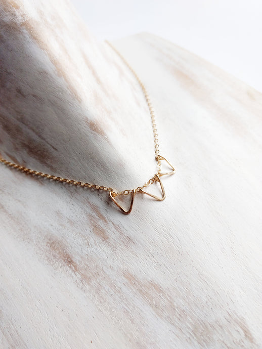 Dainty Gold Hammered Triangle Necklace