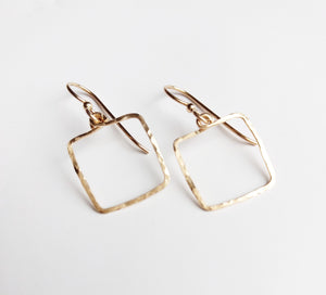 Square Dangle Hammered Earrings