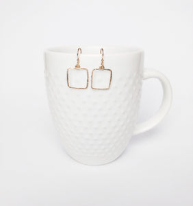 Square Dangle Hammered Earrings