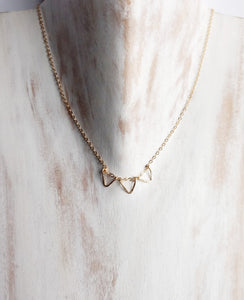 Dainty Gold Hammered Triangle Necklace