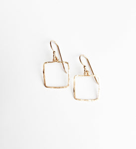 Square Dangle Hammered Earrings