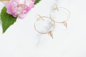 Gold Hammered Fringe Hoop Earrings