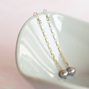 MORGAN Drop Pearl Earrings - GRAY