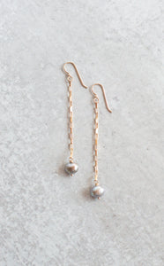 MORGAN Drop Pearl Earrings - GRAY