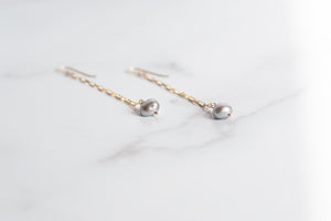 MORGAN Drop Pearl Earrings - GRAY